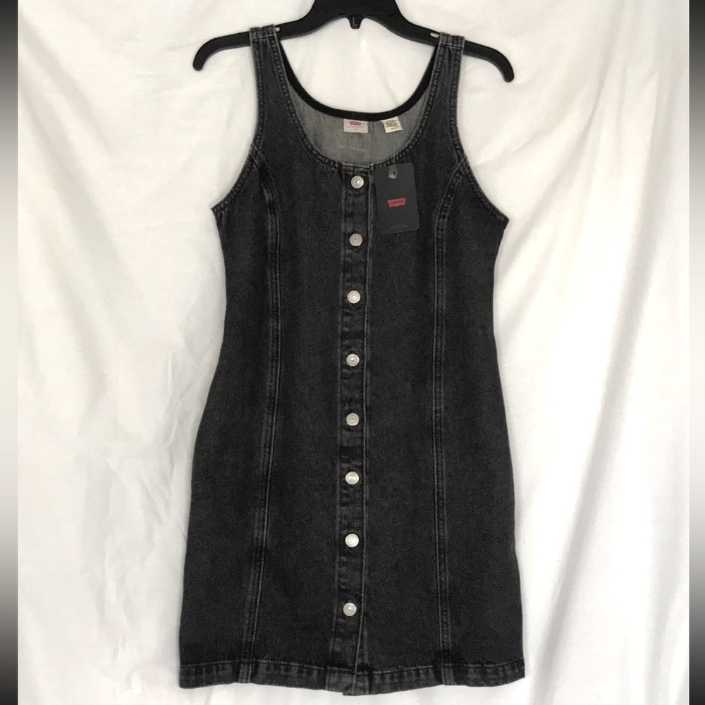 Levi’s Womens Tuli Black Denim Mini Dress in Size Small, BRAND NEW WITH TAGS